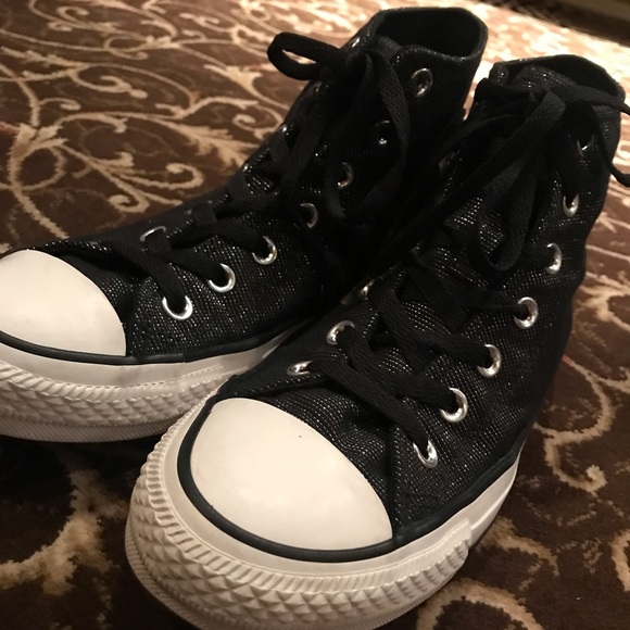 Black sparkle high-top converse - Picture 3 of 5